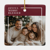 Joyful Merry Blessed Personalized Christmas Photo  Keramisch Ornament (Achterkant)