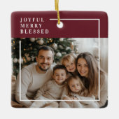 Joyful Merry Blessed Personalized Christmas Photo  Keramisch Ornament (Voorkant)