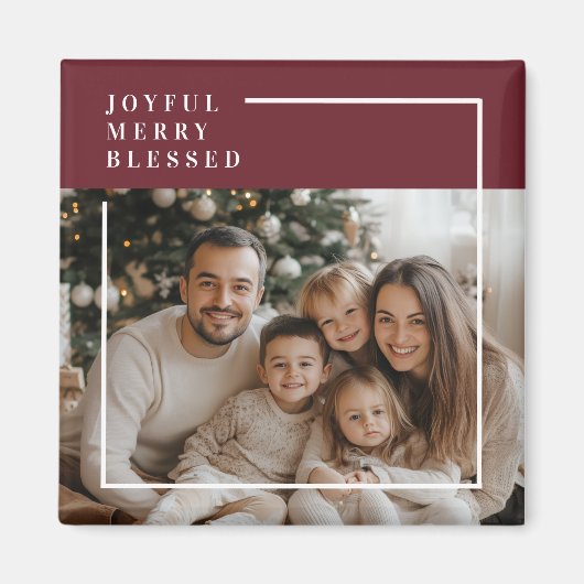 Joyful Merry Blessed Personalized Christmas Photo  Magneet (Voorkant)