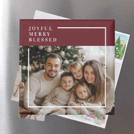 Joyful Merry Blessed Personalized Christmas Photo  Magneet