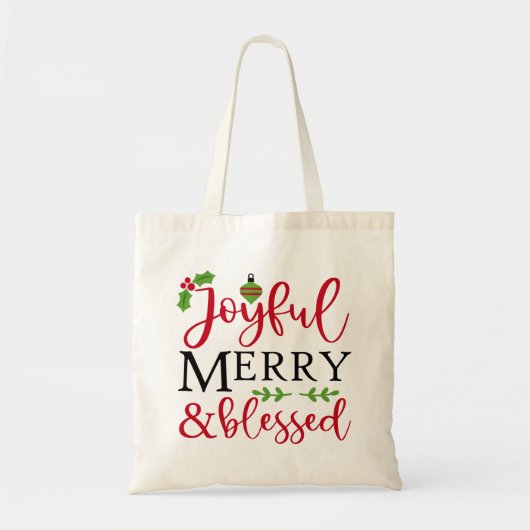 Joyful Merry & Blessed Tote Bag (Voorkant)