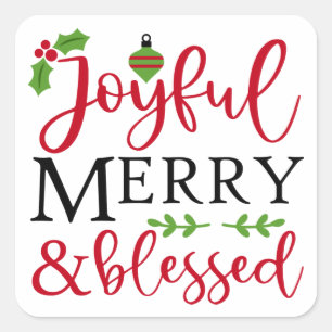 Joyful Merry & Blessed Vierkante Sticker