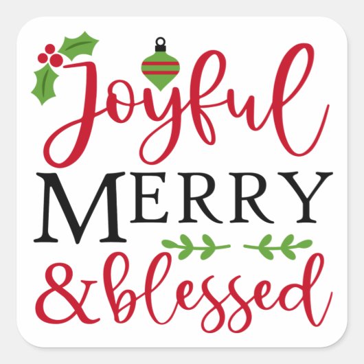 Joyful Merry & Blessed Vierkante Sticker (Voorkant)