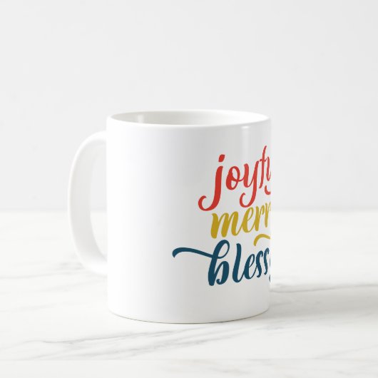 Joyful, Merry, en Blessed Koffiemok (Voorkant links)