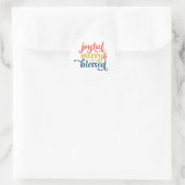 Joyful, Merry, en Blessed Ronde Sticker (Tas)