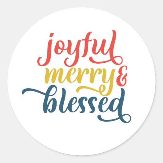 Joyful, Merry, en Blessed Ronde Sticker (Voorkant)