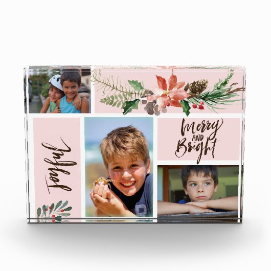 Joyful Merry en Bright Blush Floral Collage Fotoblokken (Voorkant)