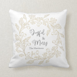 Joyful Merry Gold Winter Berries Wreater Kerstmis Kussen