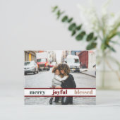 Joyful Merry kerstfoto Briefkaart (Staand voorkant)