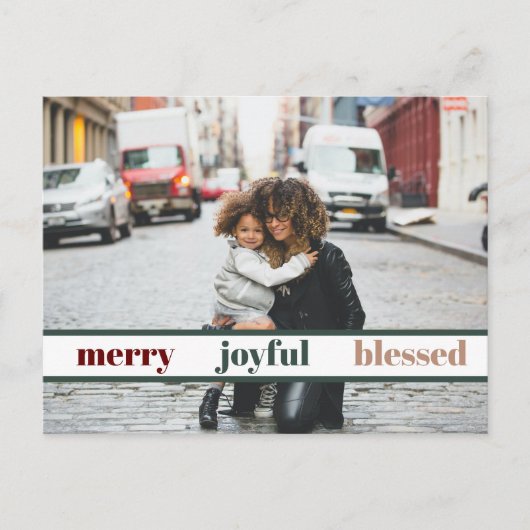 Joyful Merry kerstfoto Briefkaart (Voorkant)