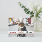 Joyful Merry kerstfoto Briefkaart (Staand voorkant)