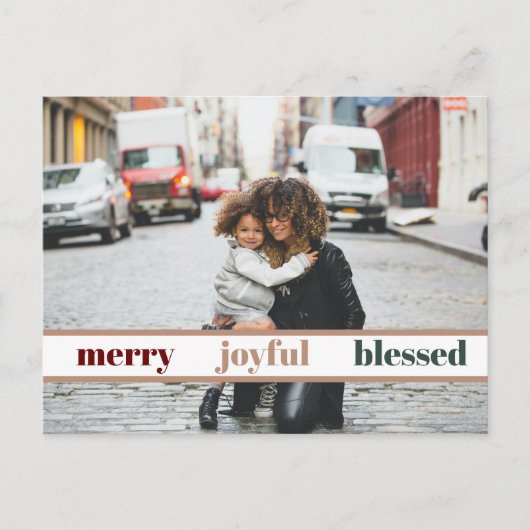 Joyful Merry kerstfoto Briefkaart (Voorkant)