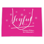 Joyful Merry Kerstmis Modern Custom Name Chic Groot Cadeauzakje (Voorkant)