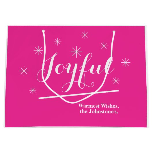 Joyful Merry Kerstmis Modern Custom Name Chic Groot Cadeauzakje (Voorkant)