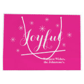 Joyful Merry Kerstmis Modern Custom Name Chic Groot Cadeauzakje (Achterkant)