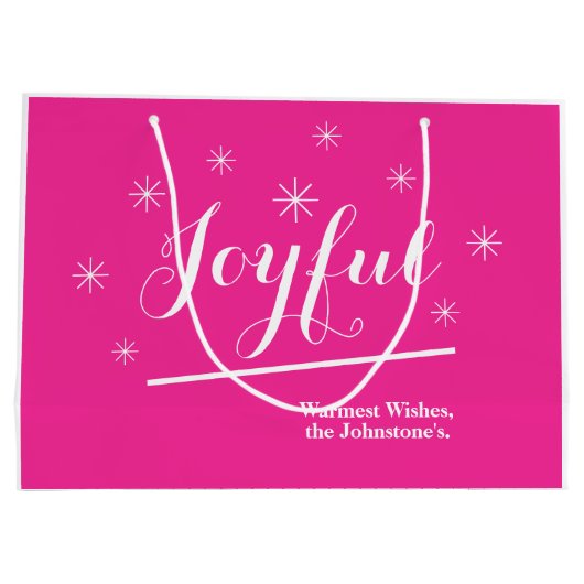Joyful Merry Kerstmis Modern Custom Name Chic Groot Cadeauzakje (Achterkant)