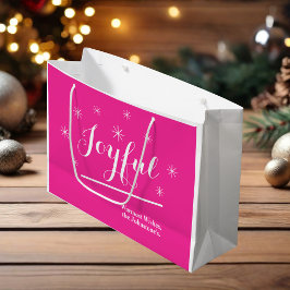Joyful Merry Kerstmis Modern Custom Name Chic Groot Cadeauzakje
