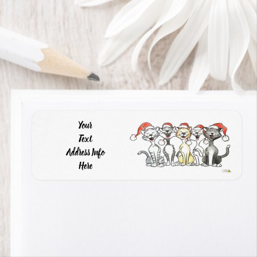 Joyful Merry Kerstmis zingt katten Etiket (Insitu)