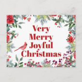 Joyful Merry Kerstwinter waterverf floral Feestdagenkaart (Voorkant)