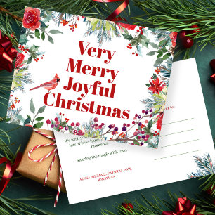 Joyful Merry Kerstwinter waterverf floral Feestdagenkaart