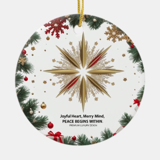 Joyful Merry Mind Ceramic Circle Ornament (Voorkant)