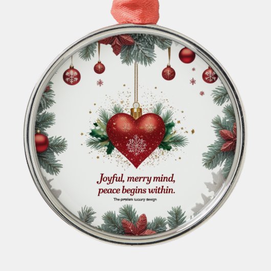 Joyful Merry Mind — Premium Round Christmas Orname Metalen Ornament (Voorkant)