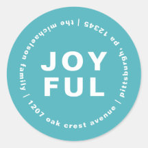 Joyful met Return Address Kerstmis Blue