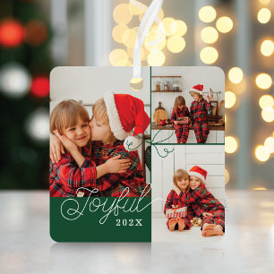 Joyful minimale fotocollage Cadeau lint groen Metalen Ornament