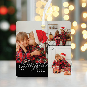 Joyful minimale fotocollage Cadeau lint zwart Metalen Ornament