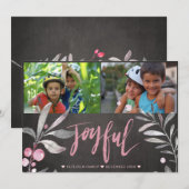 Joyful Mistletoe 2 Photo Collage Krijtbord Feestdagenkaart (Voorkant / Achterkant)