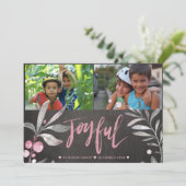 Joyful Mistletoe 2 Photo Collage Krijtbord Feestdagenkaart (Staand voorkant)