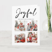 JOYFUL Modern Black Script Simple Photo Collage Feestdagen Kaart (Voorkant)