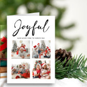 JOYFUL Modern Black Script Simple Photo Collage Feestdagen Kaart