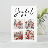 JOYFUL Modern Black Script Simple Photo Collage Feestdagenkaart (Staand voorkant)