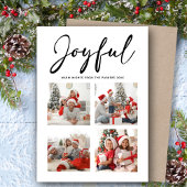 JOYFUL Modern Black Script Simple Photo Collage Feestdagenkaart