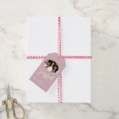 Joyful Modern Blush Pink Kerstfeestdag Foto Cadeaulabel (Met Touw)