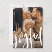 Joyful Modern Brushed Script Family Holiday Feestdagenkaart (Voorkant)