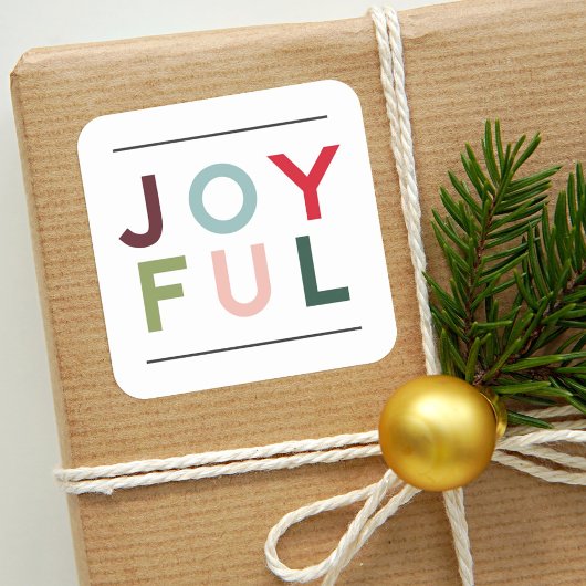 Joyful Modern Colorful Rainbow Lettering Holiday Vierkante Sticker