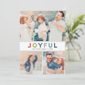 Joyful Modern Colorful Red Photo Collage Feestdagenkaart (Staand voorkant)