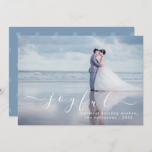 Joyful Modern Custom Photo Kerstmis Feestdagen Feestdagenkaart (Voorkant / Achterkant)