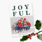 Joyful Modern Emerald Green Fotokerstfeest Feestdagenkaart