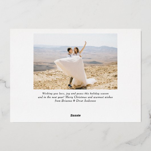 Joyful Modern Gold Script Photo Collage Folie Feestdagenkaart (Achterkant)