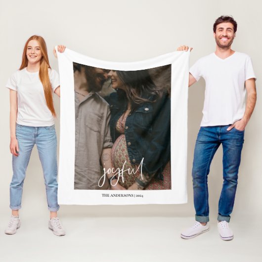 Joyful Modern Handgeschreven de Foto van het Manus Fleece Deken (In situ)