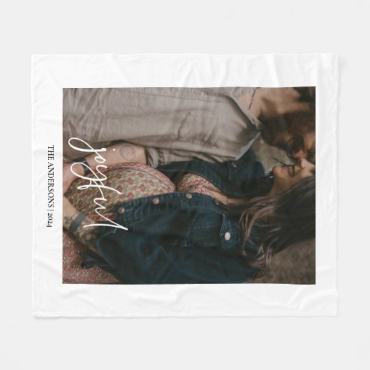 Joyful Modern Handgeschreven de Foto van het Manus Fleece Deken (Voorkant (Horizontaal))