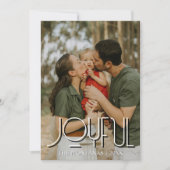 Joyful Modern Holiday Family Photo Light Gray Feestdagenkaart (Voorkant)