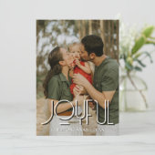 Joyful Modern Holiday Family Photo Light Gray Feestdagenkaart (Staand voorkant)