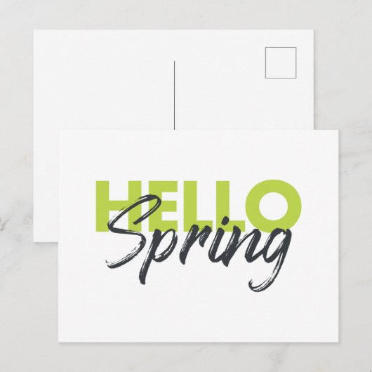 Joyful, modern, leuk, levendig design Hallo lente Briefkaart (Voorkant / Achterkant)