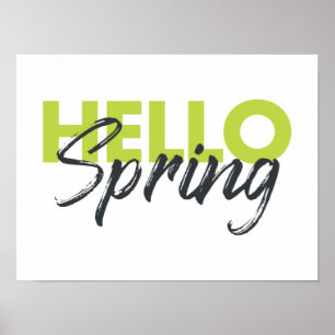 Joyful, modern, leuk, levendig design Hallo lente Poster