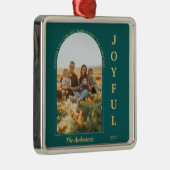 Joyful Modern Minimalist Arch Foto Groen Metalen Ornament (Rechts)