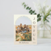 Joyful Modern Minimalist Boho Arch Photo Beige Feestdagenkaart (Staand voorkant)